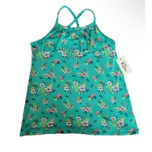 Rumi + Ryder Girls Turquoise Floral Print Tank Top Size L 12-14